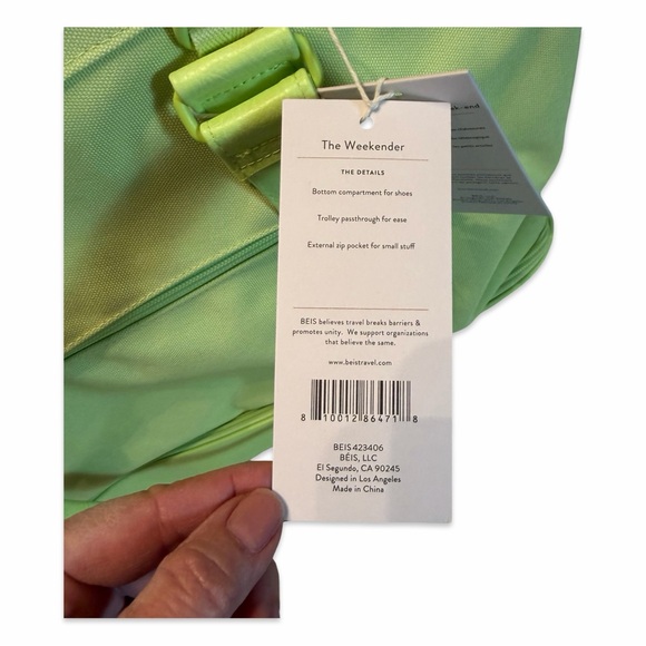 BEIS Weekender Bag in Citron Green Travel - Picture 3 of 8